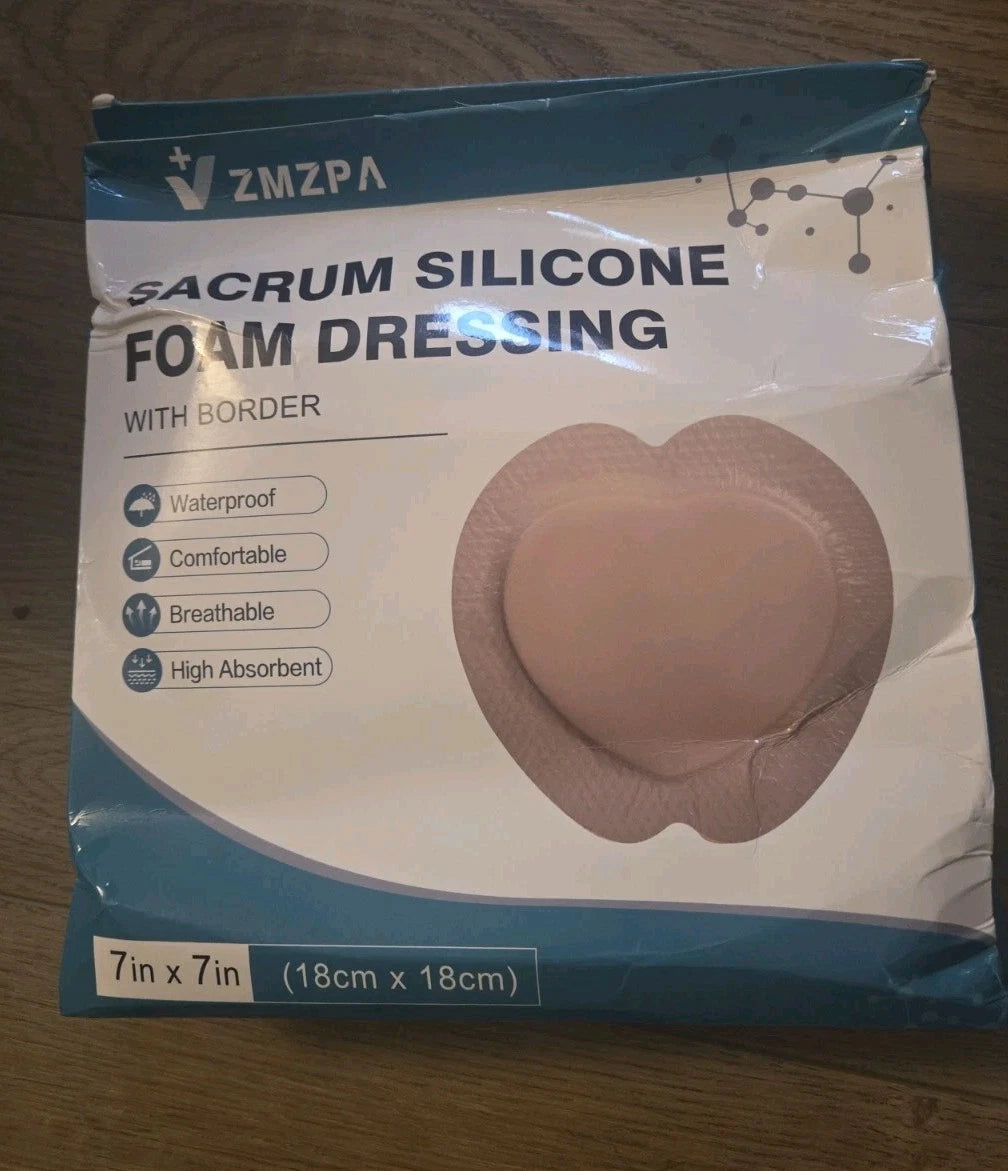 Sacral Foam Dressing, Sacrum Silicone Foam Dressing with Border, 7x7 Large 20 ct